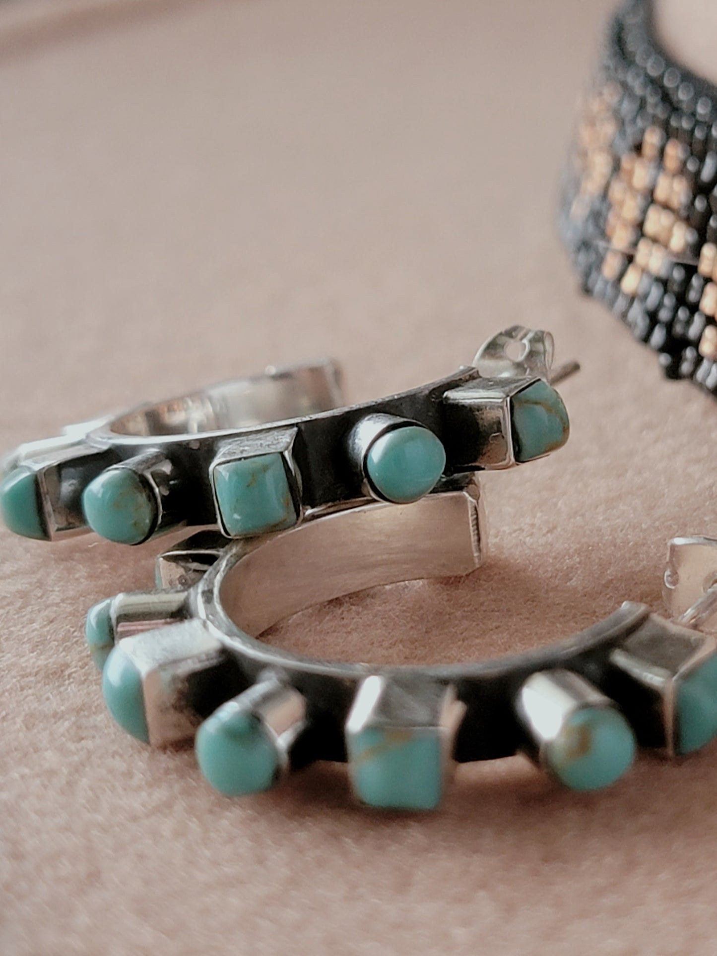 turquoise hoops 5 earrings
