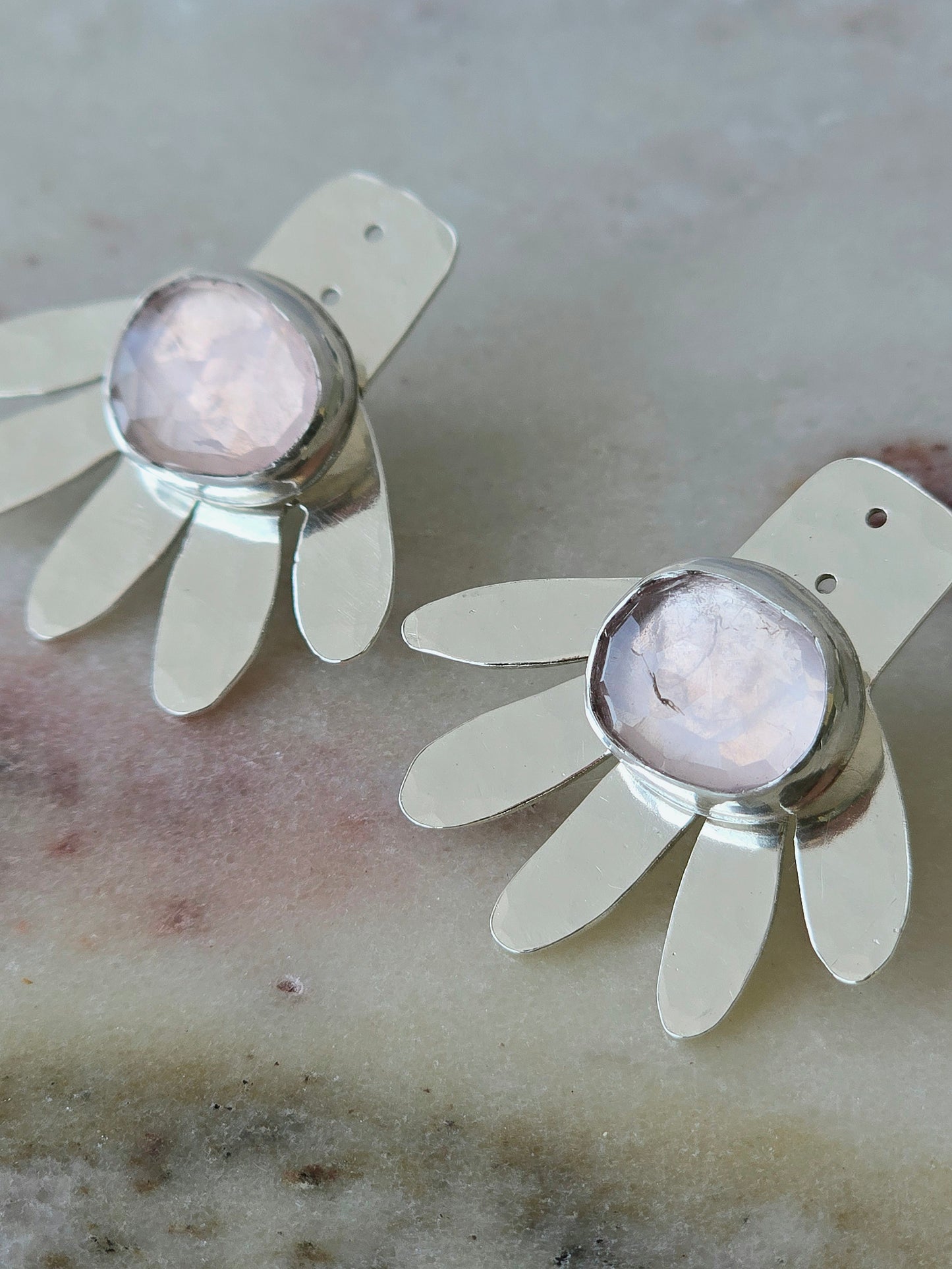 still blooming ear jacket stud earrings