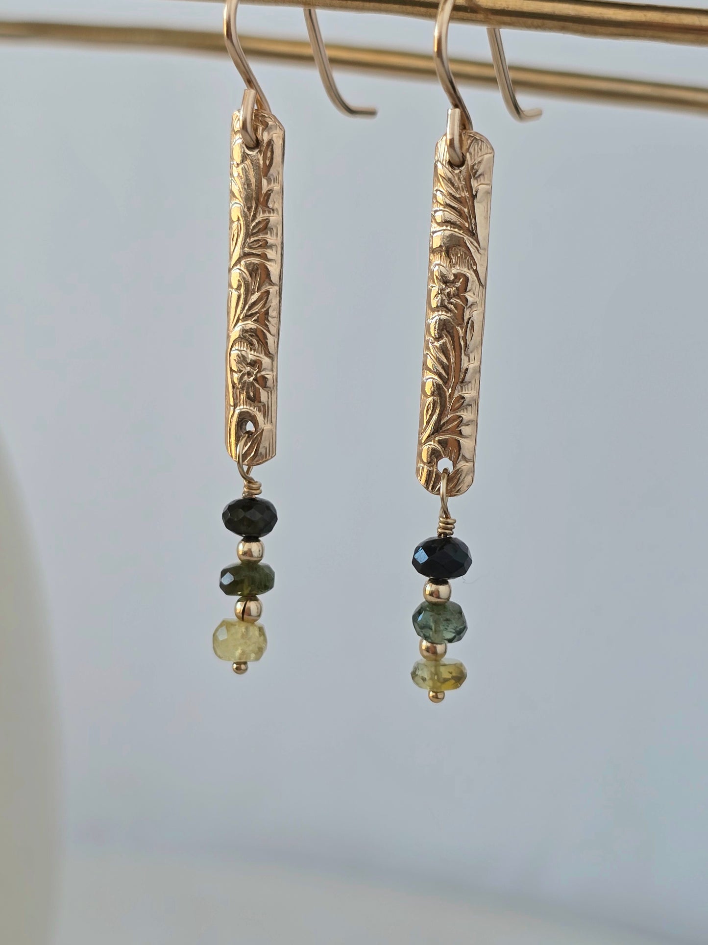 flora 4 - gold tourmaline earrings