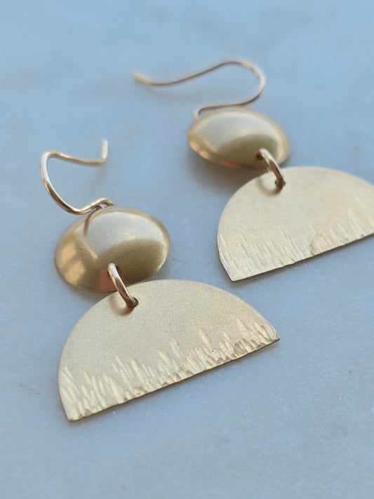 geo brass earrings