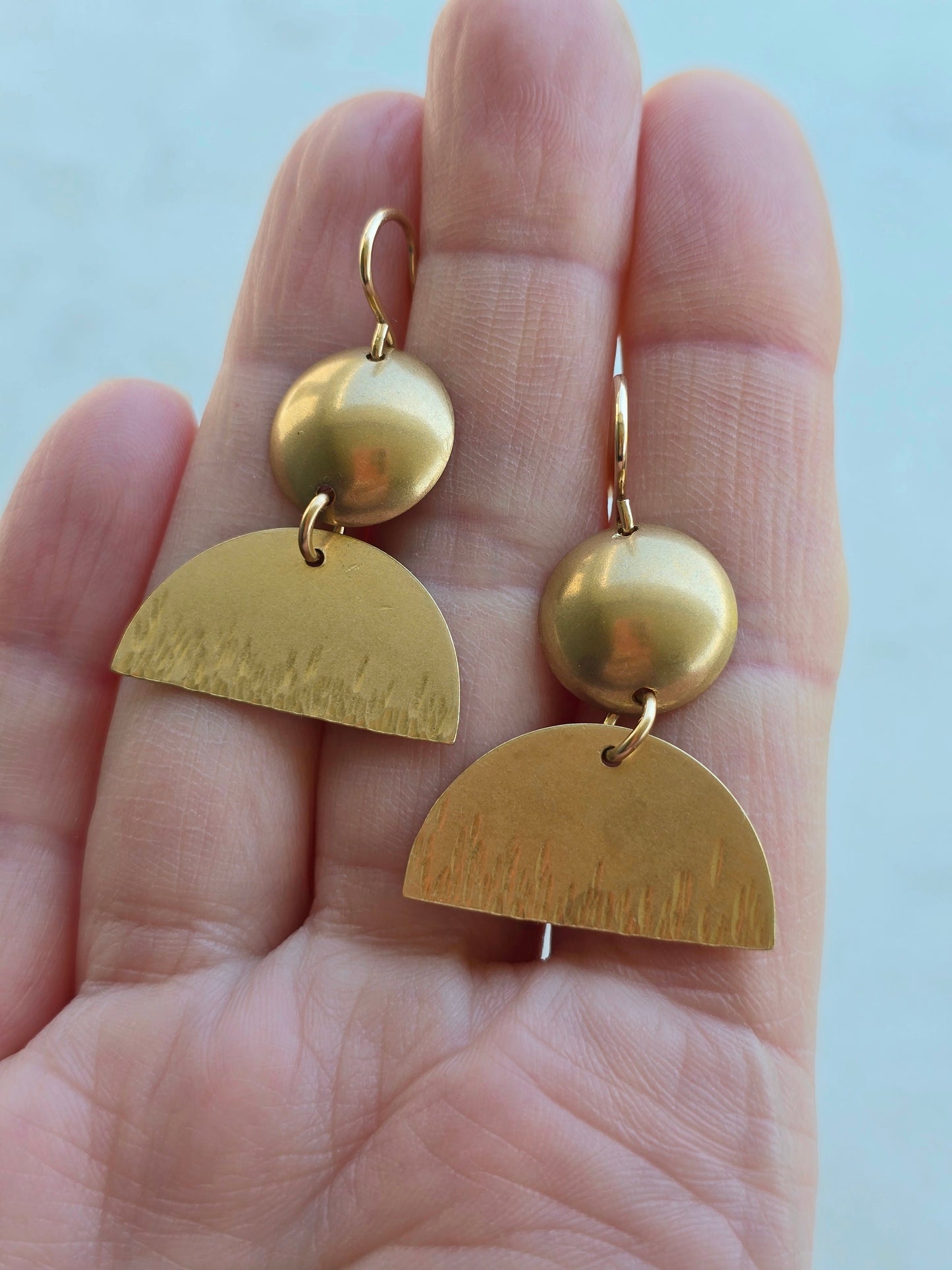 geo brass earrings