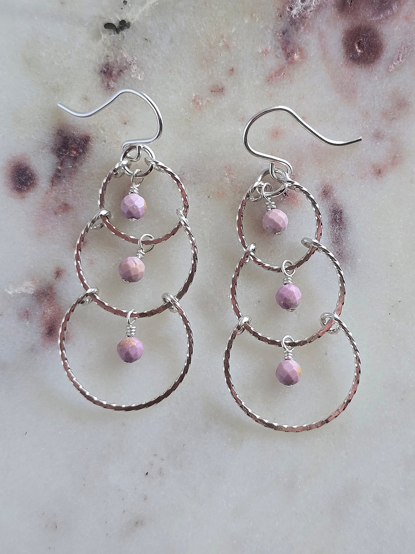 silver chandies - lilac earrings