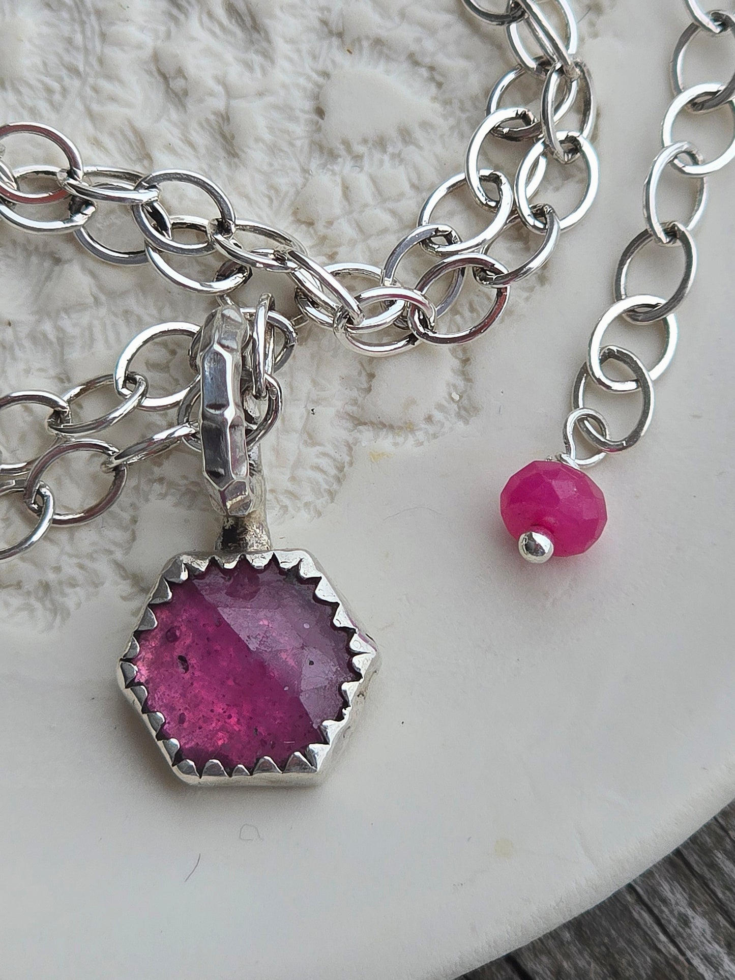 raspberry beret necklace