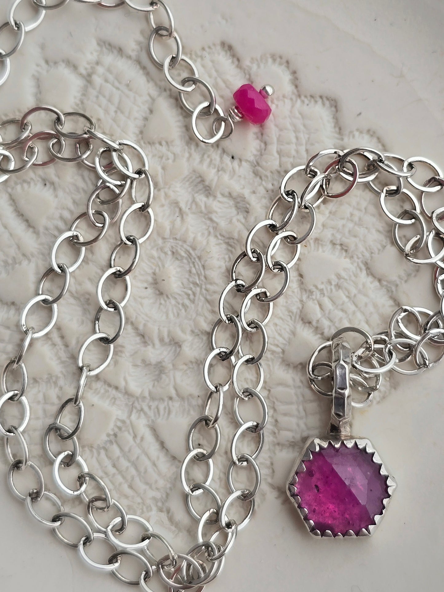 raspberry beret necklace