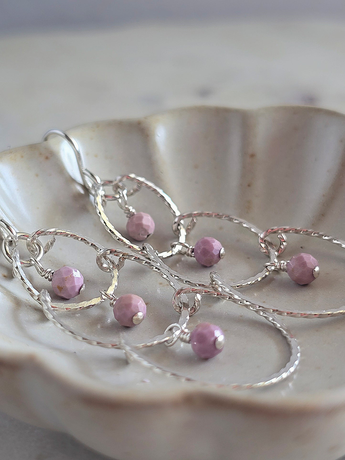 silver chandies - lilac earrings