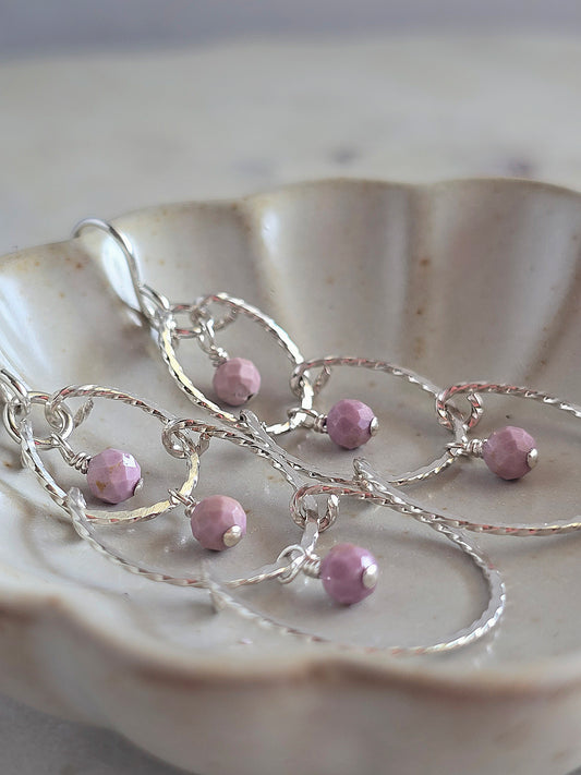silver chandies - lilac earrings