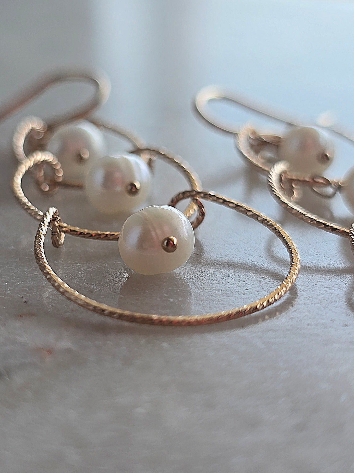 gold chandies - pearl earrings