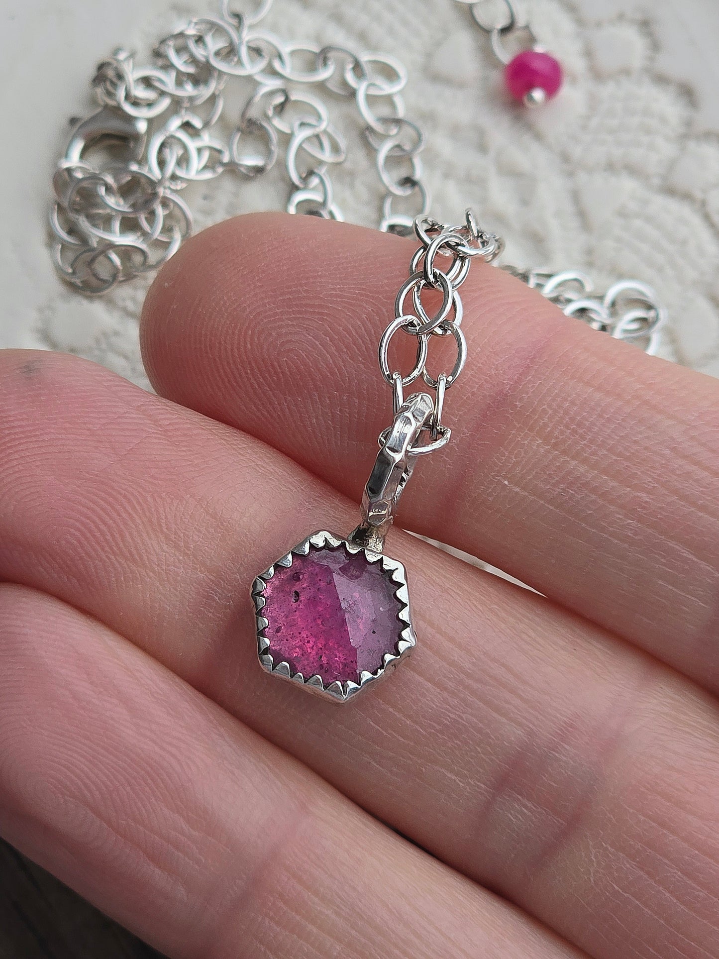 raspberry beret necklace