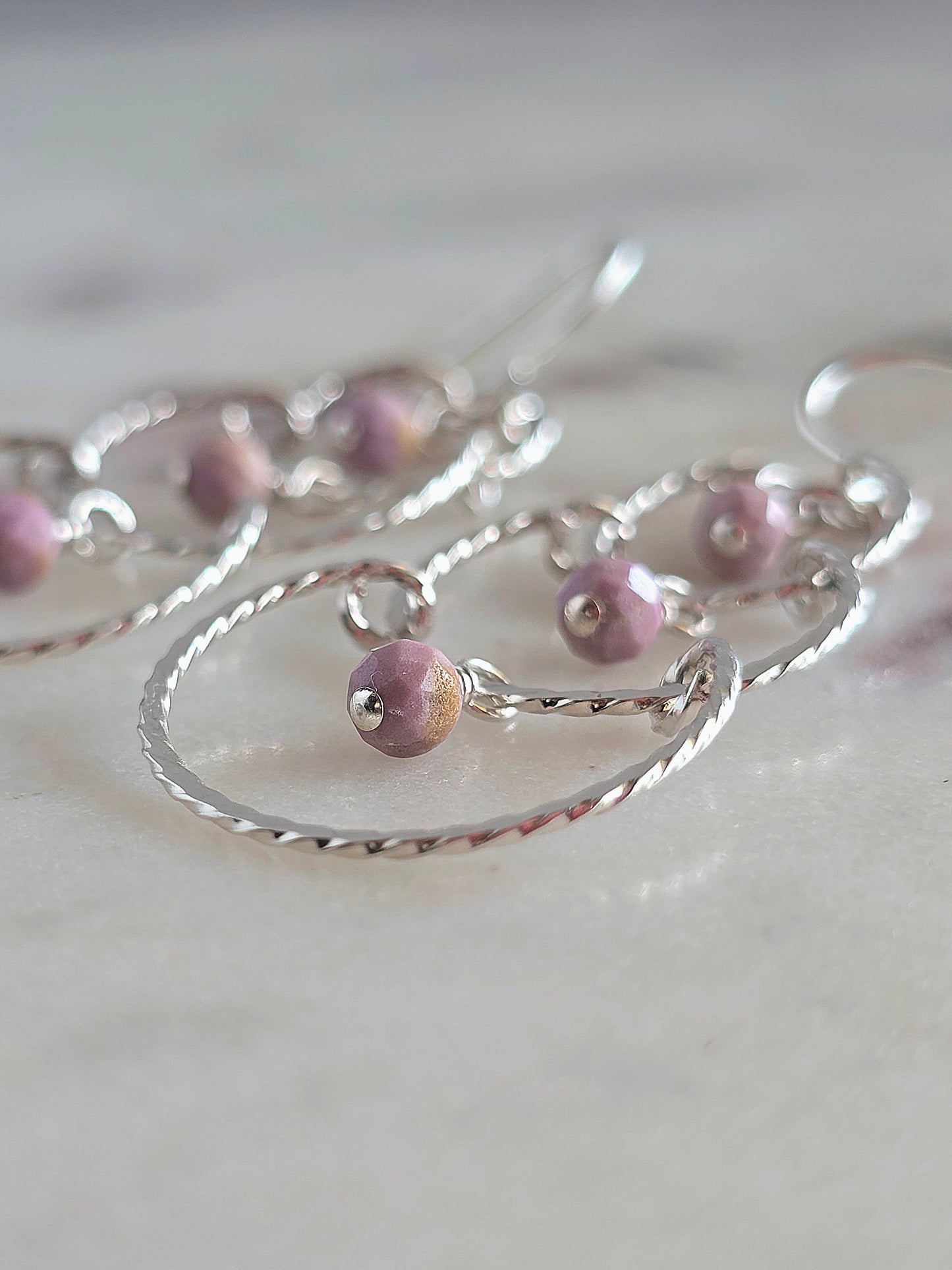 silver chandies - lilac earrings