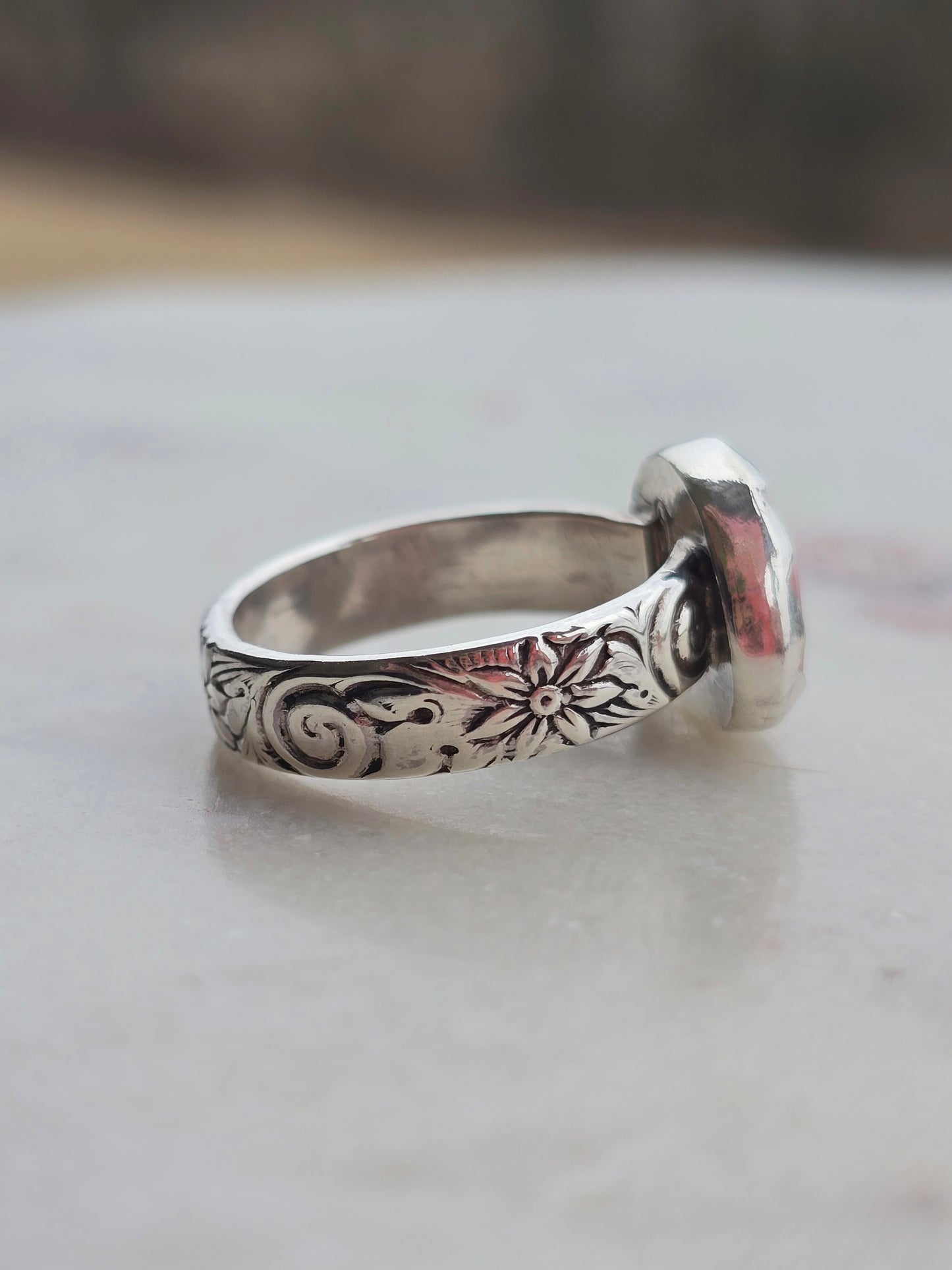 pink opal ring - sz. 7.75