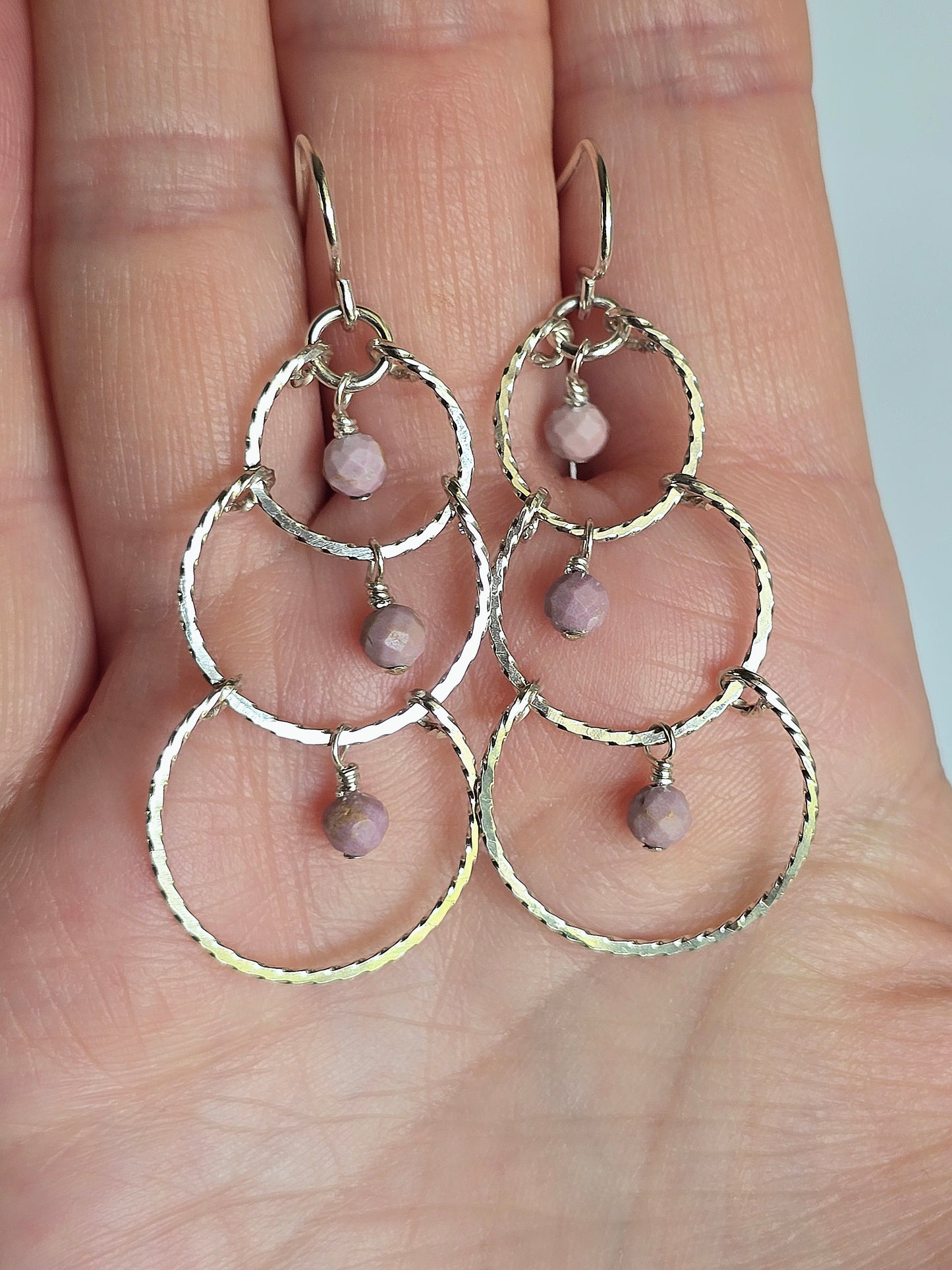 silver chandies - lilac earrings
