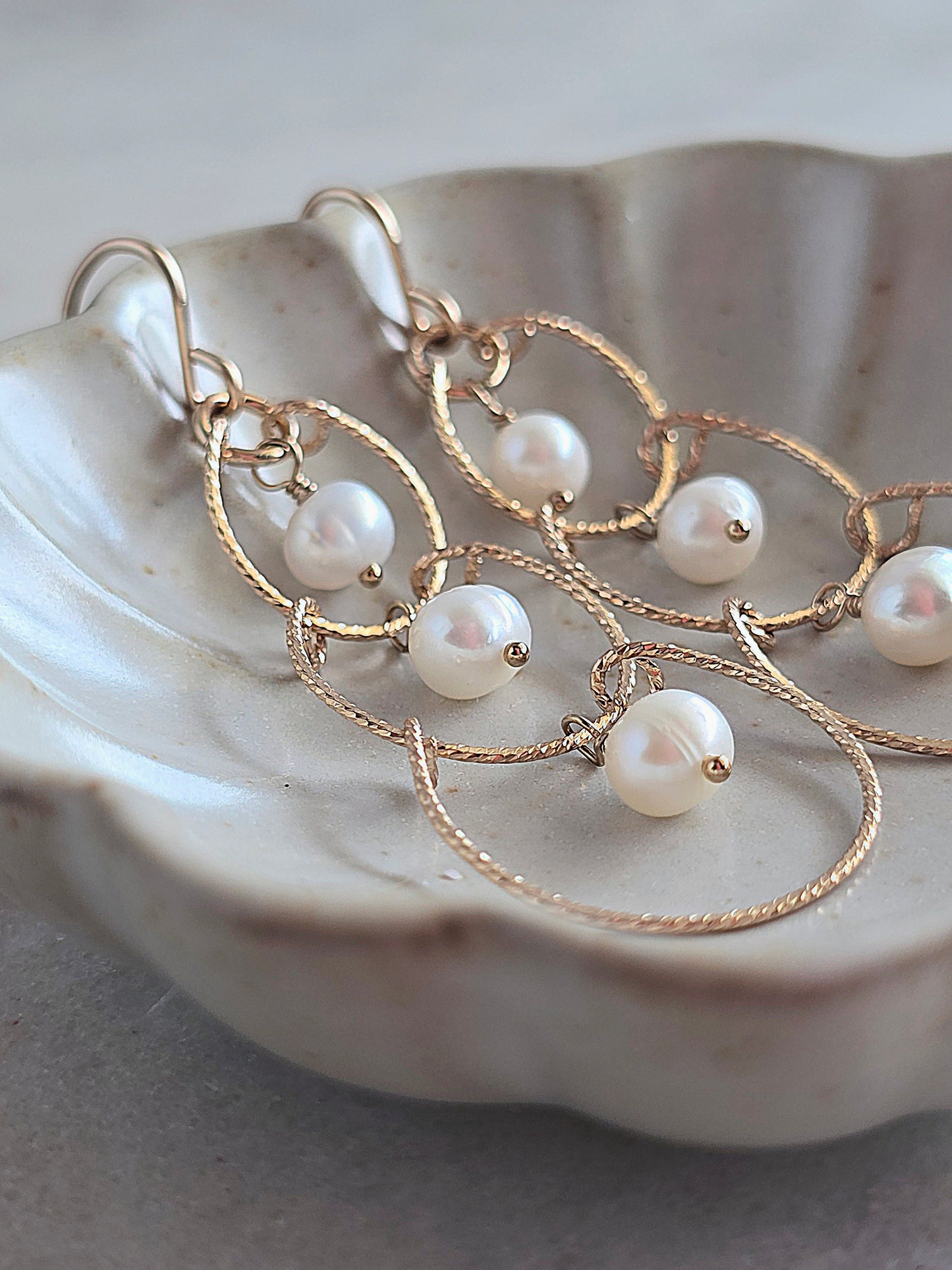 gold chandies - pearl earrings