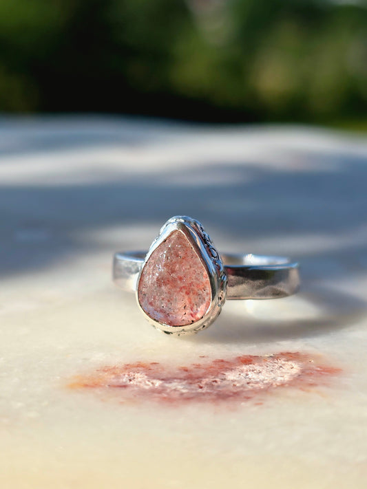 pink drop ring - sz. 7