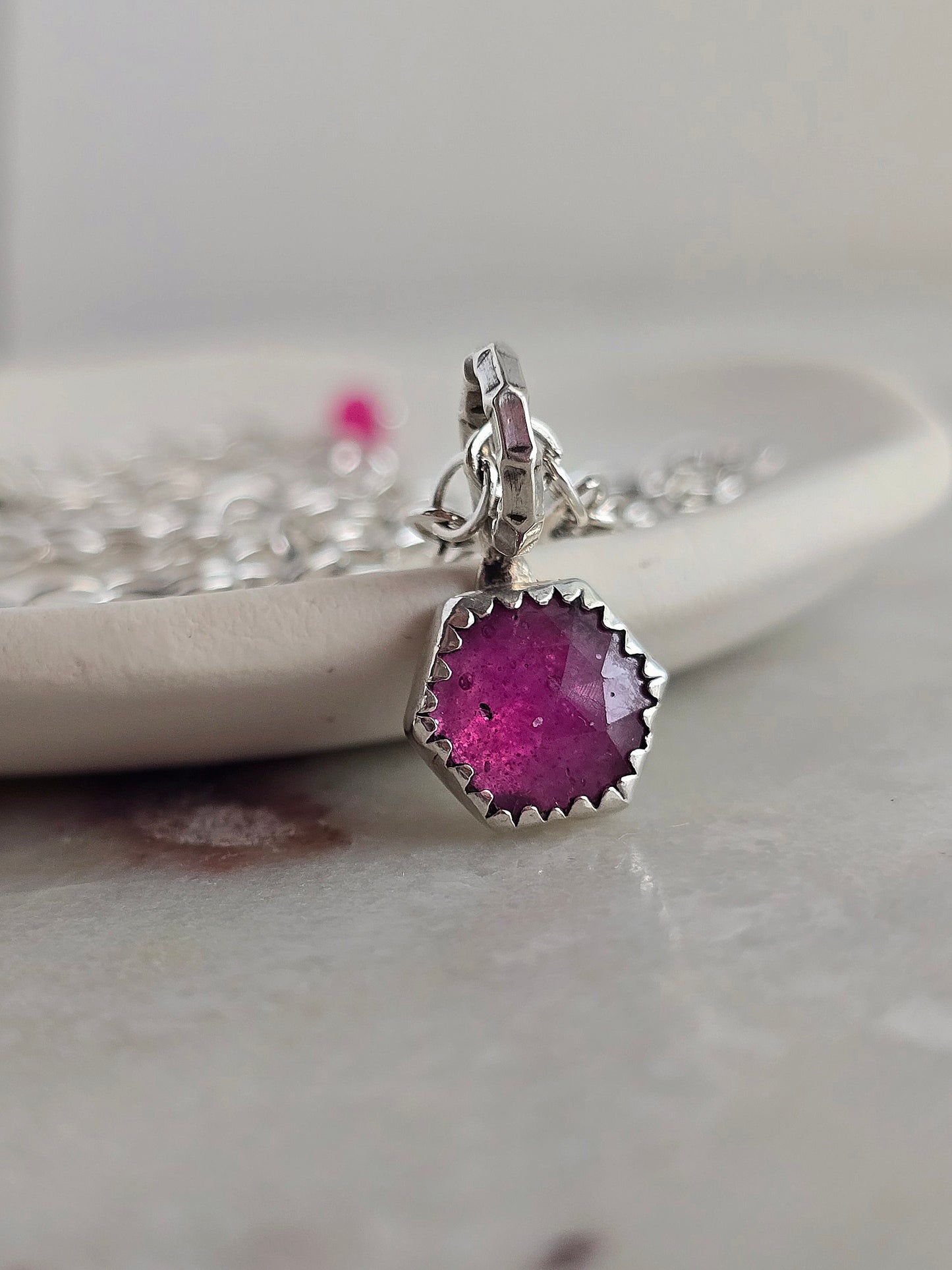 raspberry beret necklace