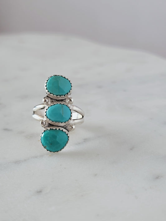 kingman turquoise sterling silver stacked statement ring | rare soul accessories jewelry