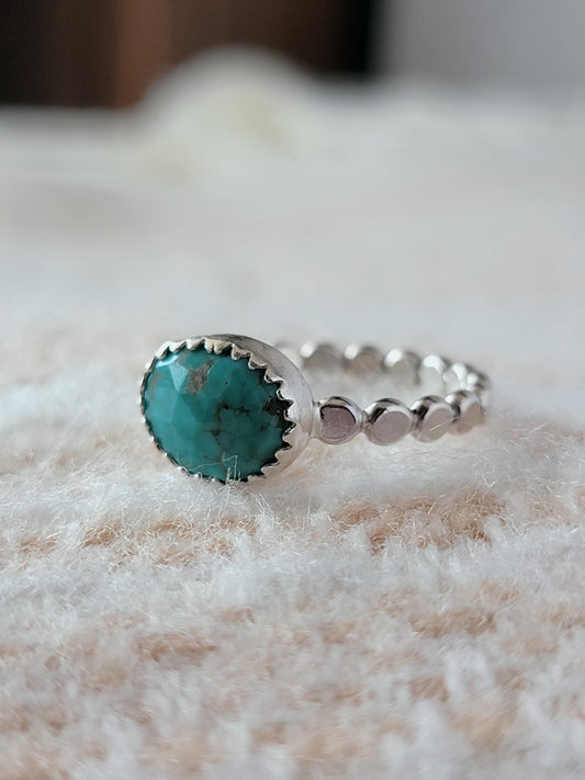 kingman turquoise sterling silver dot stacker ring | rare soul accessories jewelry
