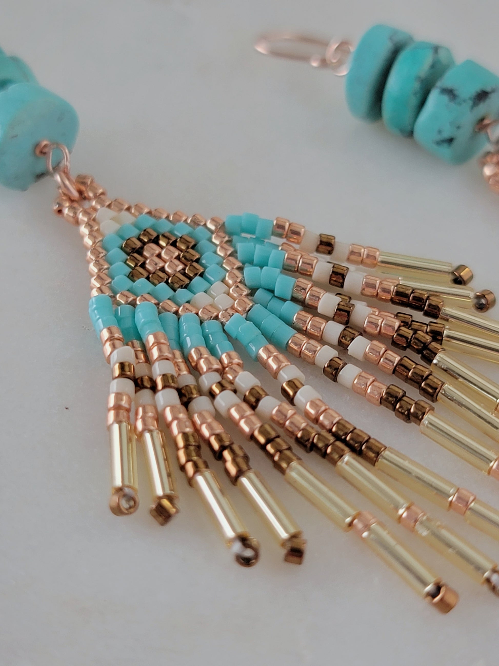 turquoise boho fringe statement earrings | rare soul accessories jewelry