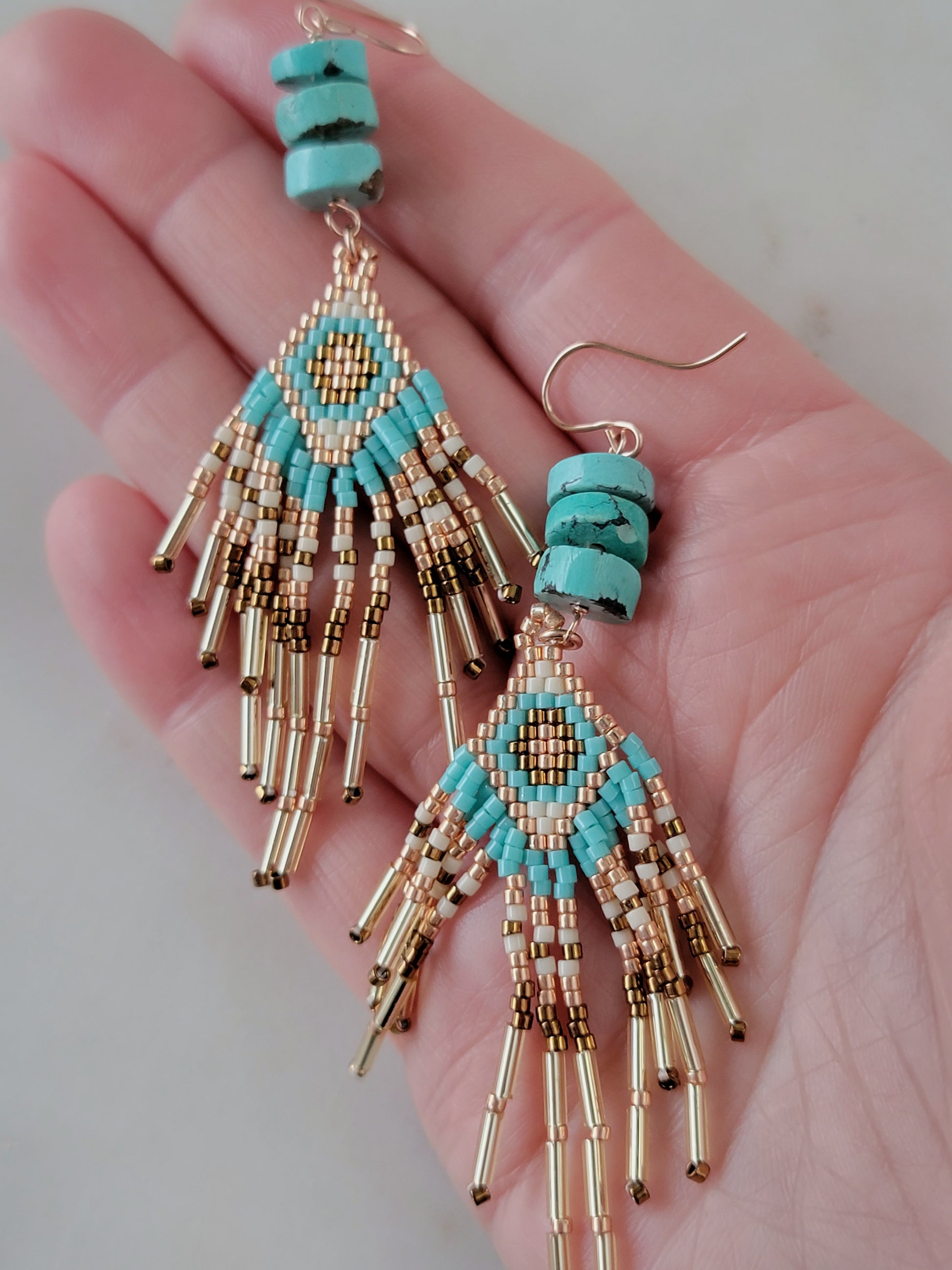 turquoise boho fringe statement earrings | rare soul accessories jewelry