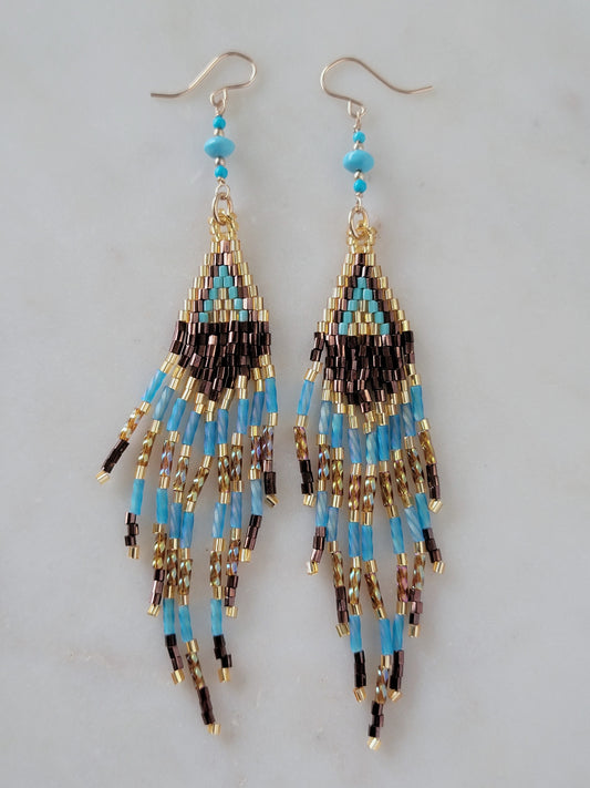 boho fringe and turquoise statement earrings | rare soul accessories jewelry